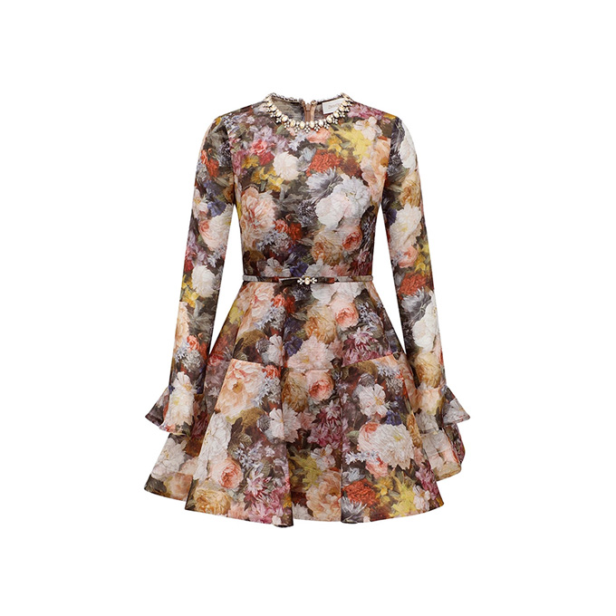 zimmermann kindred spirit alchemy peplum floral linen silk mini dress